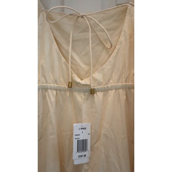 L*Space BAHDR22 Women's Sz Large Cream Bahia Open Back Peasant Maxi Dress $187 - Picture 5 of 13